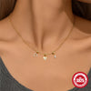 925 Sterling Silver Turquoise Zircon Cable Chain Plating Geometric Heart Shape Bow Knot Pendant Necklace