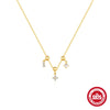 925 Sterling Silver Turquoise Zircon Cable Chain Plating Geometric Heart Shape Bow Knot Pendant Necklace