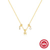 925 Sterling Silver Turquoise Zircon Cable Chain Plating Geometric Heart Shape Bow Knot Pendant Necklace