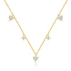 925 Sterling Silver Zircon Cable Chain Plating Heart Shape Multi Charms Necklace