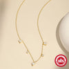 925 Sterling Silver Zircon Cable Chain Plating Heart Shape Multi Charms Necklace