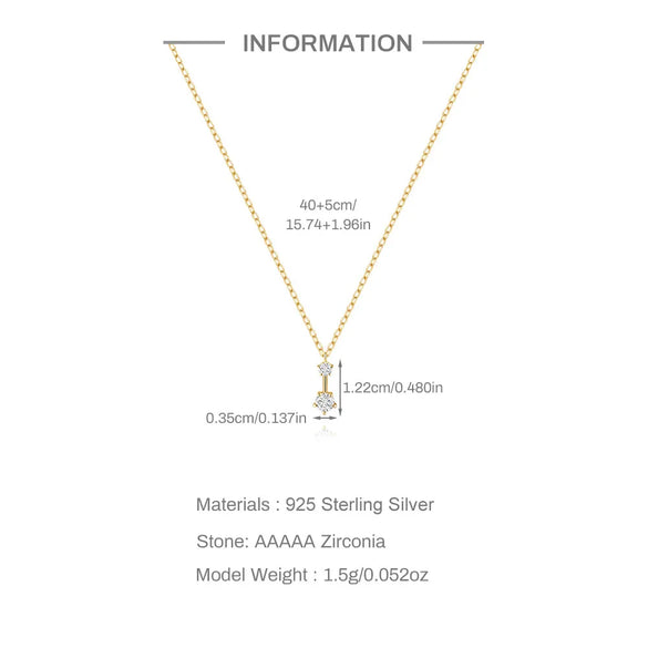 925 Sterling Silver Zircon Cable Chain Plating Inlay Geometric Pendant Necklace