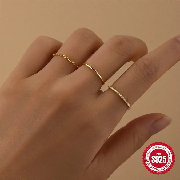 925 Sterling Silver Zircon Geometric Rings 925 Sterling Silver Rings