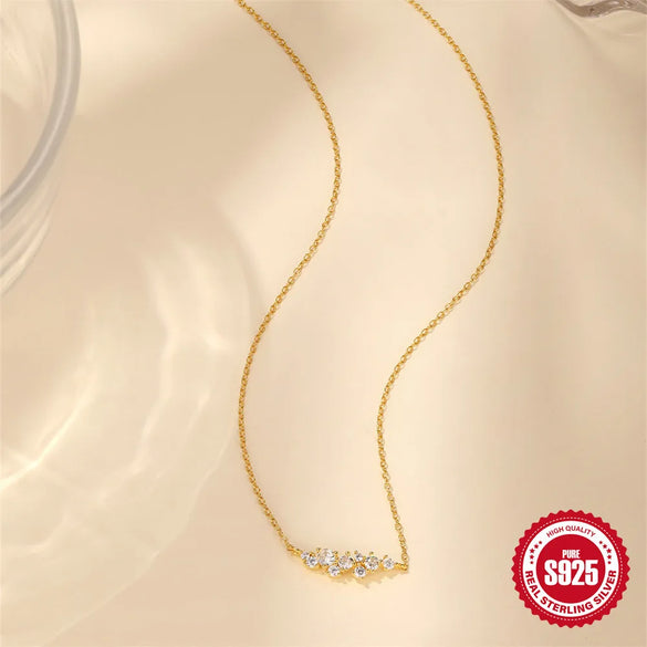 925 Sterling Silver Zircon  Plating Inlay Geometric Necklace