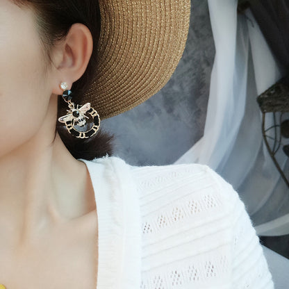 Korean Autumn And Winter Earrings Cute Bee Flash Drill Earrings Geometric Weave Winding Hand-made Earrings Wholesale Gooddiy