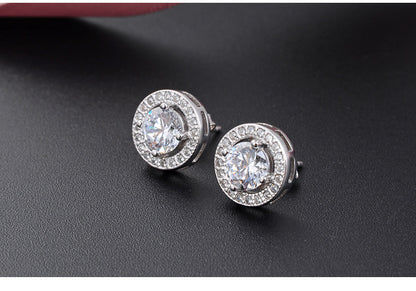 Simple Geometric Round Zircon S925 Silver Earrings Wholesale