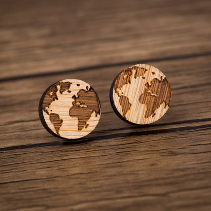 1 Pair Fashion Map Wood Women's Earrings Ear Studs