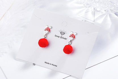 1 Pair Cute Christmas Tree Flower Snowman Epoxy Plating Inlay Copper Zircon Earrings