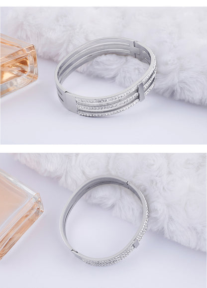 Fashion Geometric Titanium Steel Bangle Inlay Rhinestones Stainless Steel Bracelets