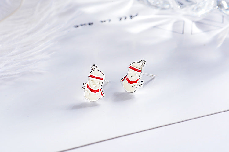 1 Pair Cute Christmas Tree Flower Snowman Epoxy Plating Inlay Copper Zircon Earrings