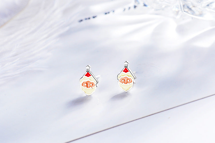 1 Pair Cute Christmas Tree Flower Snowman Epoxy Plating Inlay Copper Zircon Earrings