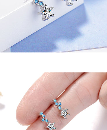 1 Piece Ig Style Shiny Star Plating Inlay Copper Zircon White Gold Plated Ear Studs