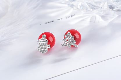 1 Pair Cute Christmas Tree Flower Snowman Epoxy Plating Inlay Copper Zircon Earrings