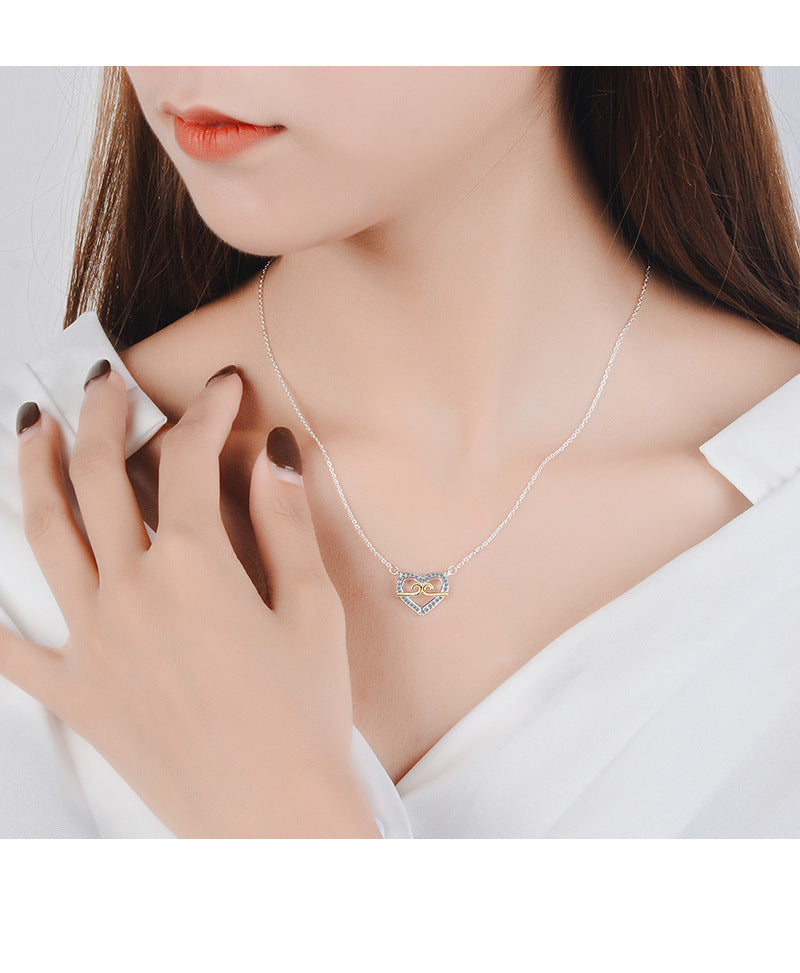 Simple Style Heart Shape Copper Inlay Zircon Pendant Necklace