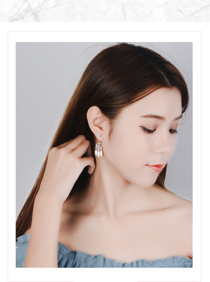 1 Pair Ig Style Simple Style Dreamcatcher Plating Hollow Out Inlay Copper Zircon Silver Plated Drop Earrings