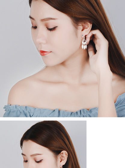 1 Pair Ig Style Simple Style Dreamcatcher Plating Hollow Out Inlay Copper Zircon Silver Plated Drop Earrings