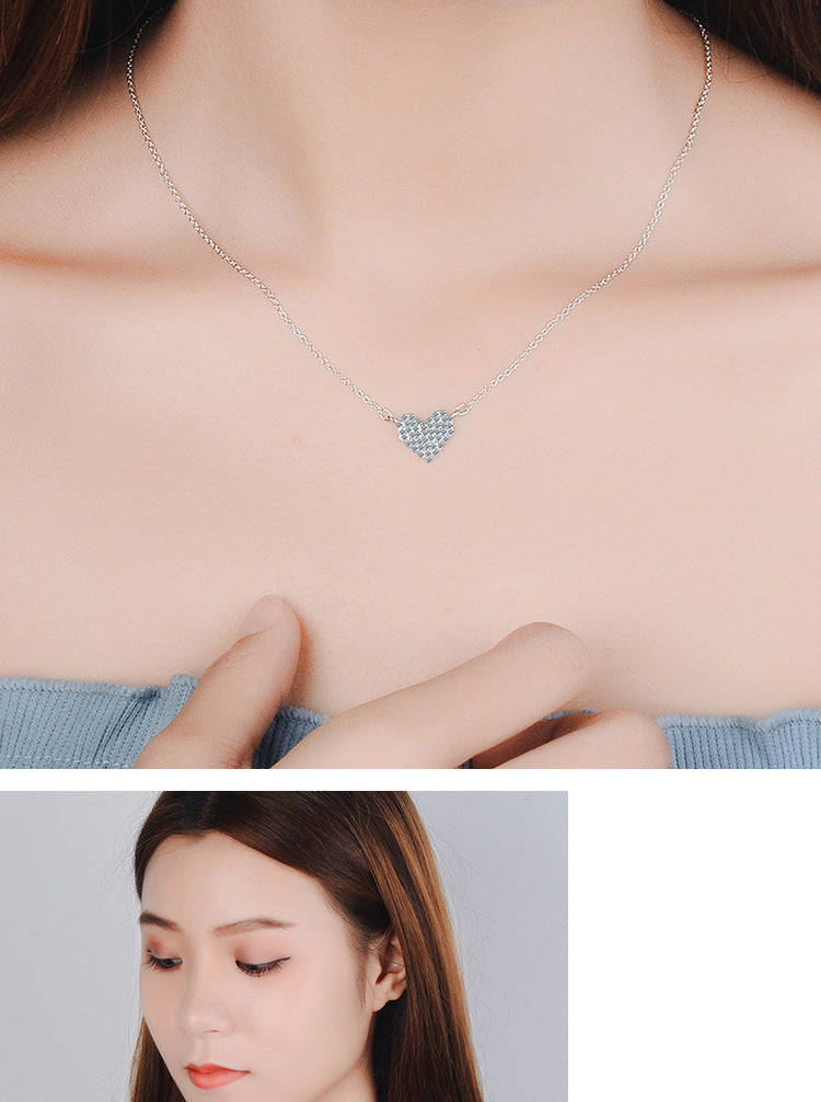 Simple Style Heart Shape Copper Inlay Zircon Pendant Necklace