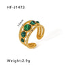 Basic Vintage Style Round Stainless Steel Plating Inlay Natural Stone 18k Gold Plated Open Rings