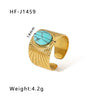 Basic Vintage Style Round Stainless Steel Plating Inlay Natural Stone 18k Gold Plated Open Rings