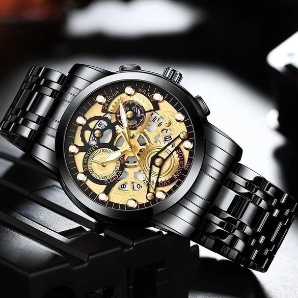Business Round Double Side Snaps Quartz Men's Watches