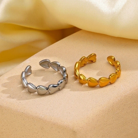 Casual Classic Style Heart Shape Stainless Steel Plating 18k Gold Plated Open Rings