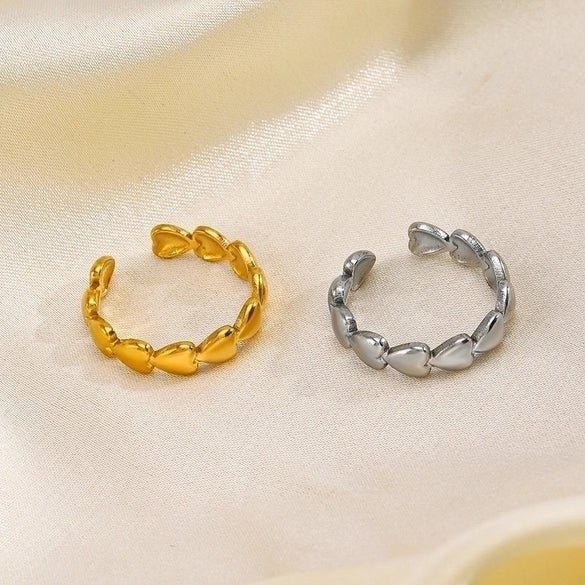 Casual Classic Style Heart Shape Stainless Steel Plating 18k Gold Plated Open Rings