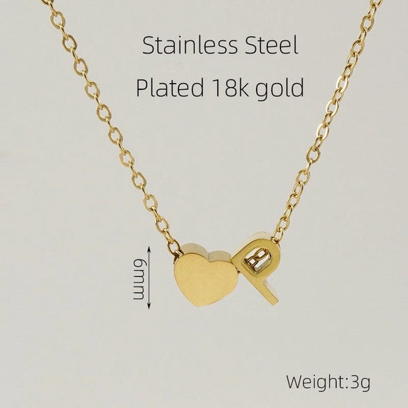 Casual French Style Letter Heart Shape Stainless Steel Plating 18k Gold Plated Pendant Necklace