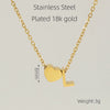 Casual French Style Letter Heart Shape Stainless Steel Plating 18k Gold Plated Pendant Necklace