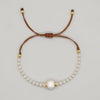 Casual Simple Style Round Artificial Crystal Freshwater Pearl Beaded Drawstring Braid Bracelets