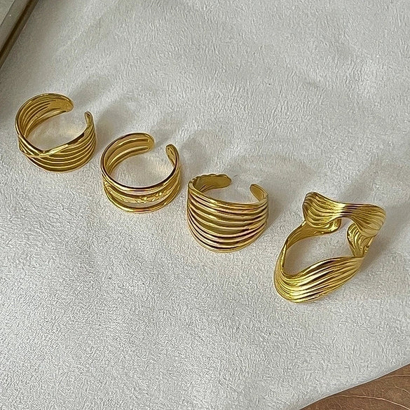 Casual Solid Color Titanium Steel Plating 18k Gold Plated Open Ring