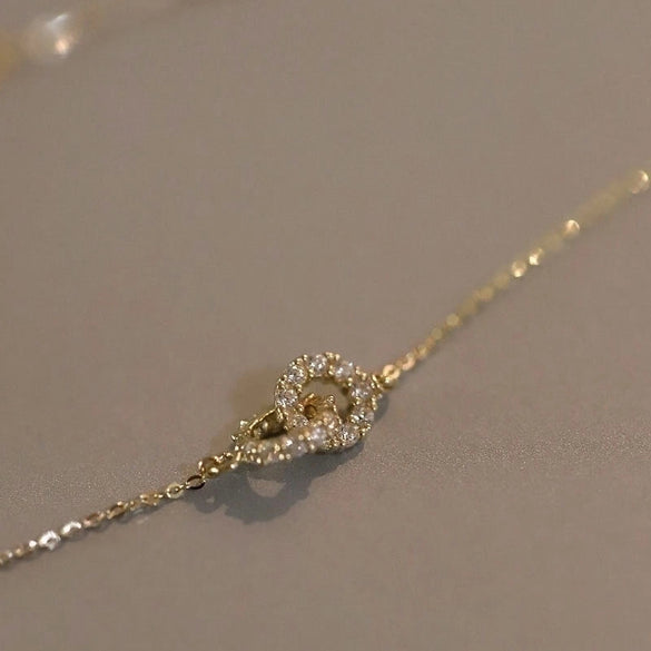Commute Round Sterling Silver Plating Inlay Artificial Gemstones 14k Gold Plated Pendant Necklace