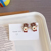 Cute Christmas Stud Earrings ~ Cartoon Santa Claus Elk Gingerbread Man Ear Clip Sweet Girl Sterling Silver Needle Earrings