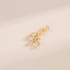 Cute Handmade Shiny Sunflower Leaves Heart Shape Brass 18k Gold Plated Zircon Charms In Bulk