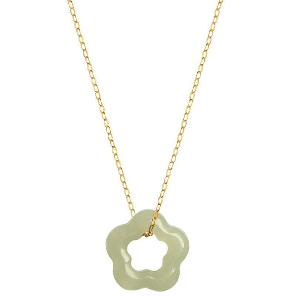 Elegant Flower Sterling Silver Plating Jade Pendant Necklace