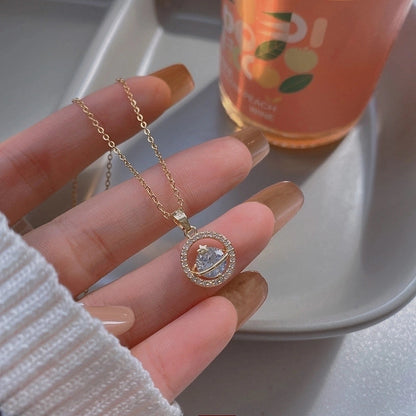 Elegant Geometric Titanium Steel Necklace Plating Zircon Stainless Steel Necklaces