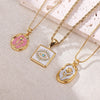 Elegant Retro Devil's Eye Rose Stainless Steel Enamel Plating 18k Gold Plated Pendant Necklace