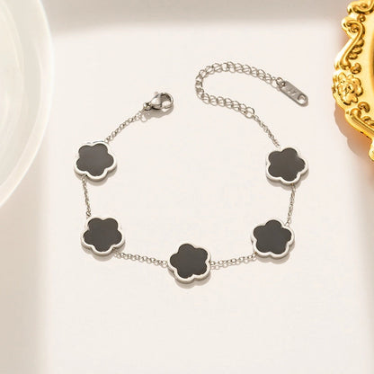 Elegant Simple Style Flower Titanium Steel Plating Inlay Shell Bracelets Earrings Necklace