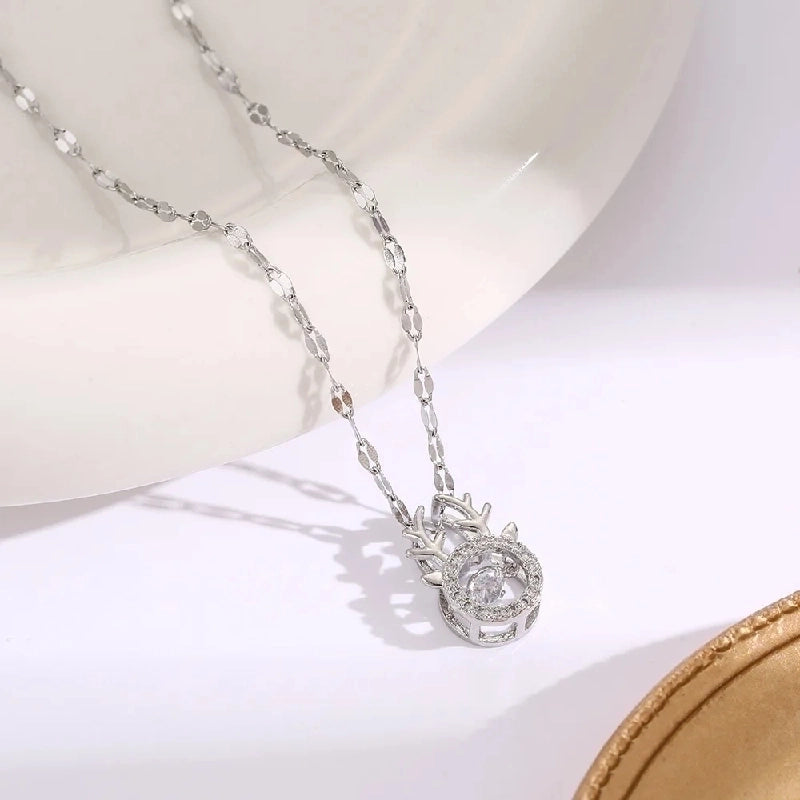 Elegant Simple Style Leaf Four Leaf Clover Insect Stainless Steel Plating Inlay Zircon Pendant Necklace