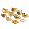 Fashion Geometric Stainless Steel Irregular Artificial Gemstones Gold Plated Rings