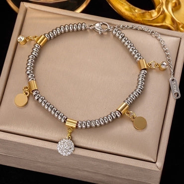 Fashion Geometric Titanium Steel Plating Inlay Zircon Bracelets