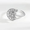 Fashion Golden Star Moon Zircon Rotating Copper Open Ring