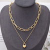 Fashion Hip-hop Heart-shaped Titanium Steel Thick Chain Double-layer Clavicle Chain