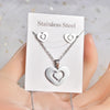 Fashion Love Heart Shape Stainless Steel Hollow Out Earrings Necklace 1 Set