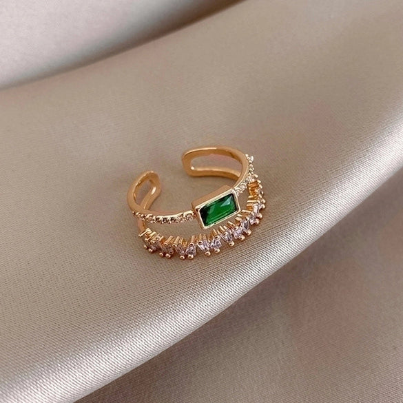 Fashion Rabbit Heart Shape Flower Copper Plating Inlay Shell Zircon Open Ring 1 Piece