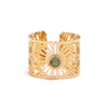 Fashion Round Stainless Steel Plating Inlay Natural Stone 18k Gold Plated Open Ring