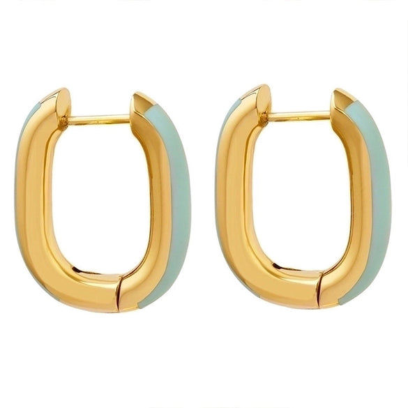 Fashion Round Titanium Steel Enamel Earrings 1 Pair
