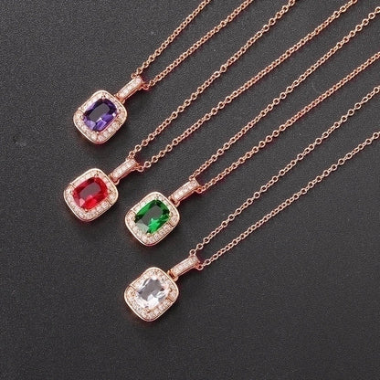 Fashion Square Copper Inlay Zircon Bracelets Earrings Necklace