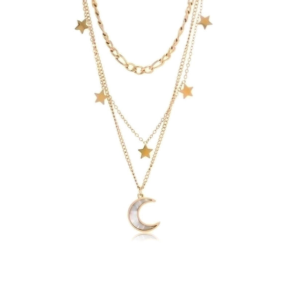Fashion Star Moon Stainless Steel Titanium Steel Plating Pendant Necklace 1 Piece