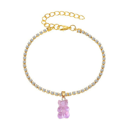 Resin Bear Chain Rhinestone Anklet Summer Foot Ornaments Women's Jewelry Wholesale