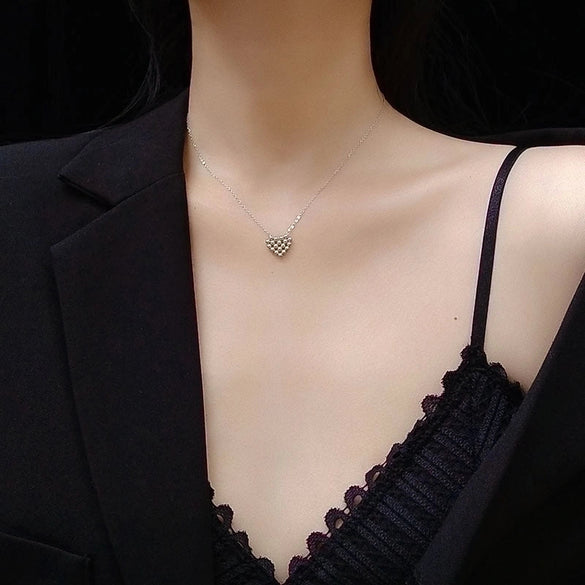 Gold Cute Peach Heart Bead Necklace Titanium Steel Material Gold Plated Non-fading Wholesale